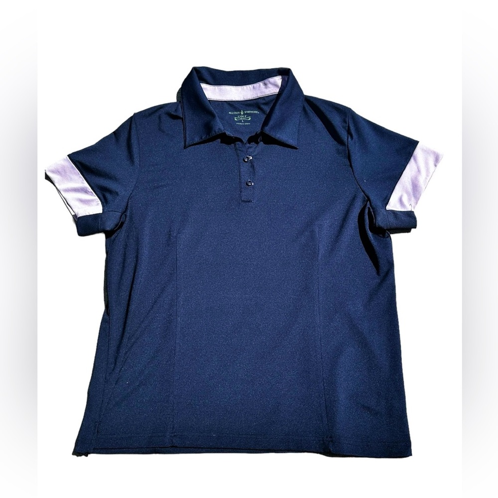 Allyson Whitmore Women's Golf Polo Shirt Short Sleeve Navy Blue/Lavender - Sz L